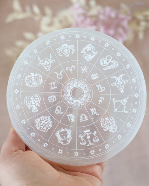 Selenite Zodiac Plate - Large