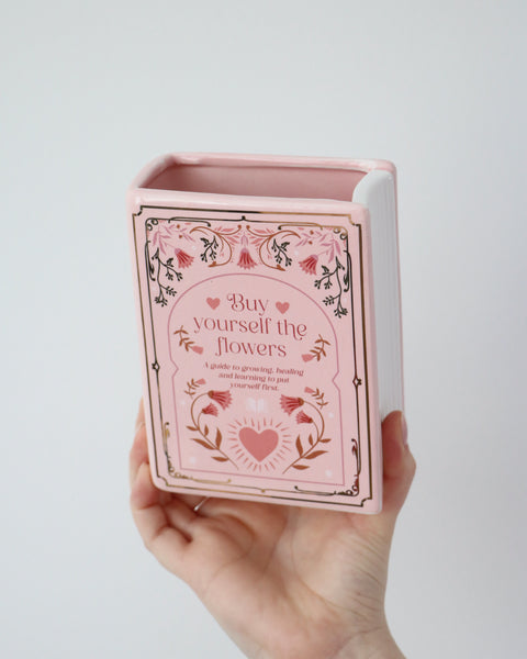 Buy the Flowers - Book Shaped Vase Pink