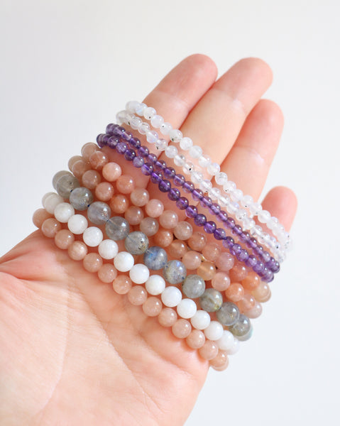 Crystal Bracelets - Baby Moonstone, Baby Amethyst, Peach Moonstone