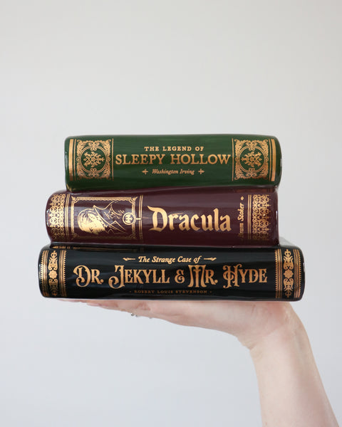 Midnight Pages: Classic Gothic Book Stack Candle
