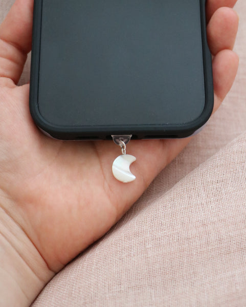 Mother of Pearl Moon Charm - USB C