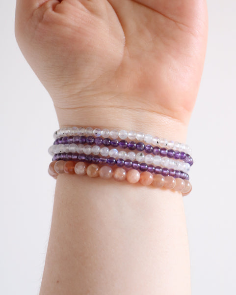Crystal Bracelets - Baby Moonstone, Baby Amethyst, Peach Moonstone