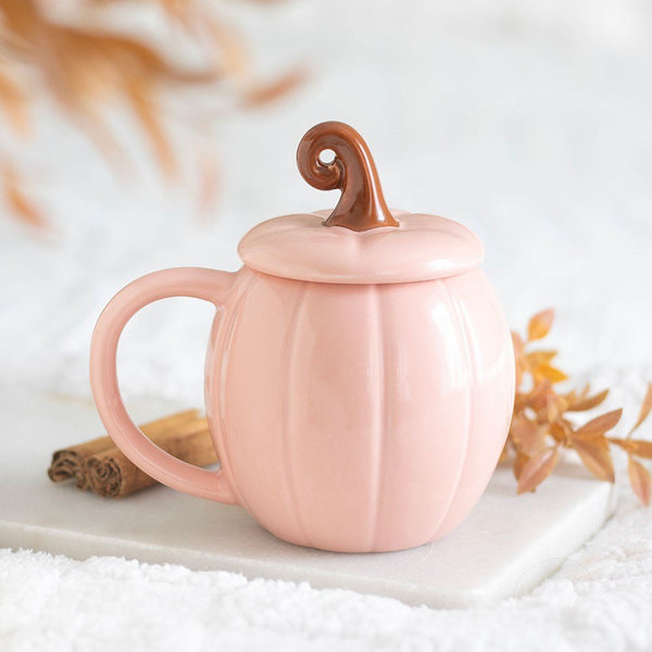 Pink Pumpkin Lidded Mug