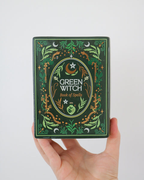 Green Witch Book Vase