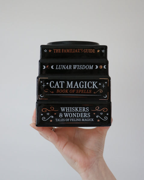Black Cat Magick Book Stack Vase