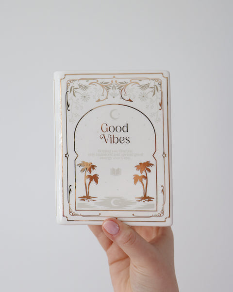 Good Vibes - Book Shaped Vase White