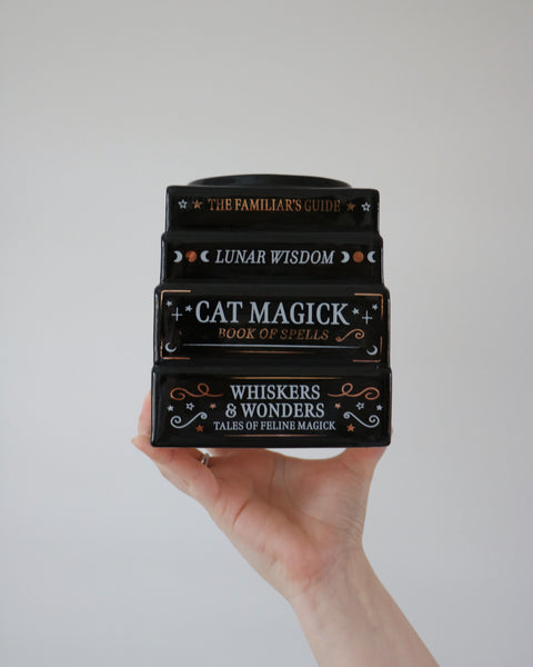 Black Cat Magick Book Stack Vase