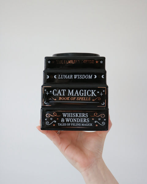 Black Cat Magick Book Stack Vase