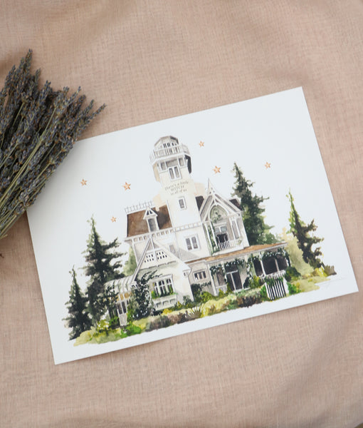 Practical Magic Witchy House - Water Colour Print A4