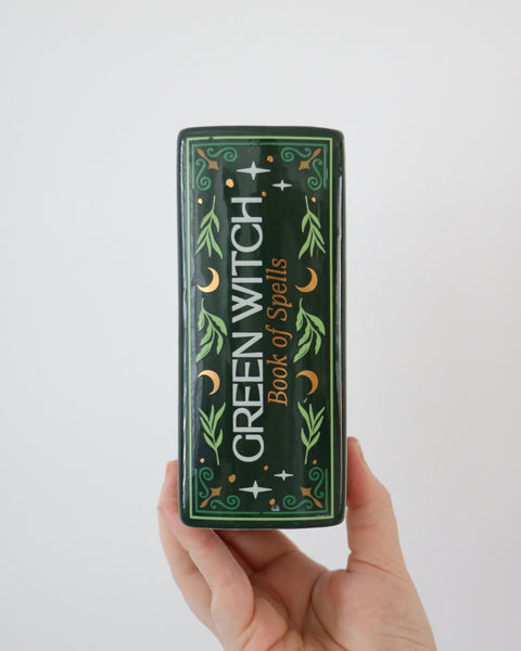 Green Witch Book Vase