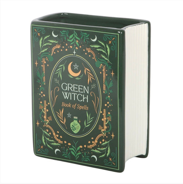 Green Witch Book Vase