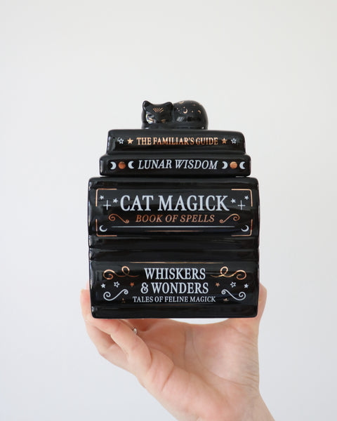 Black Cat Book Stack Oil Burner & Wax Melt Warmer