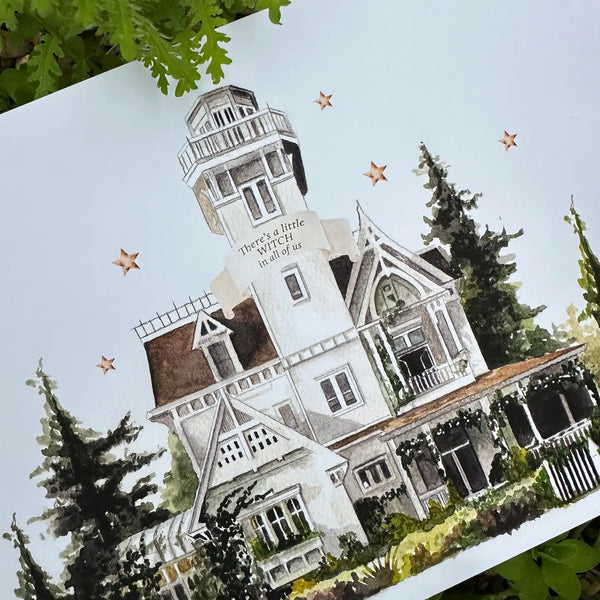 Practical Magic Witchy House - Water Colour Print A4