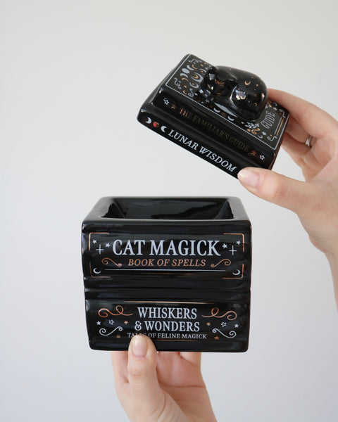 Black Cat Book Stack Oil Burner & Wax Melt Warmer