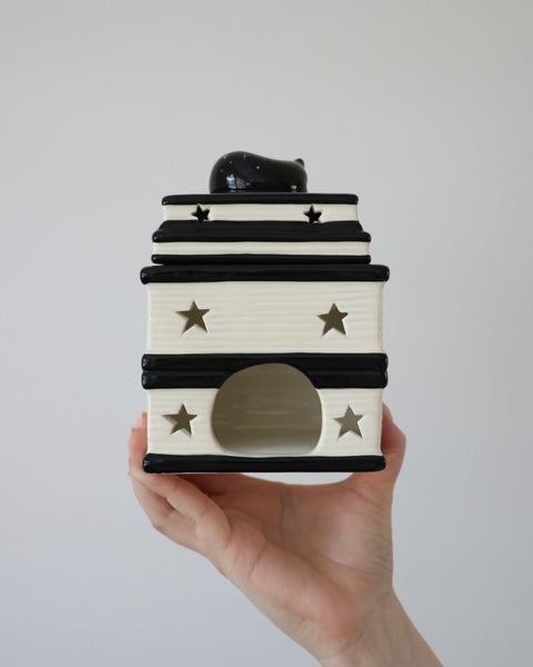 Black Cat Book Stack Oil Burner & Wax Melt Warmer