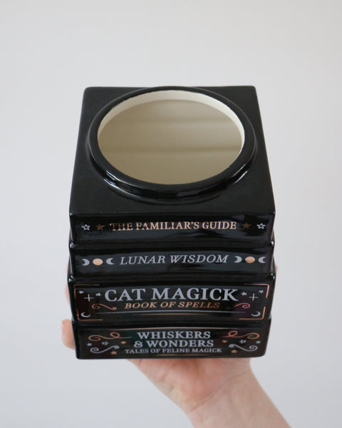 Black Cat Magick Book Stack Vase