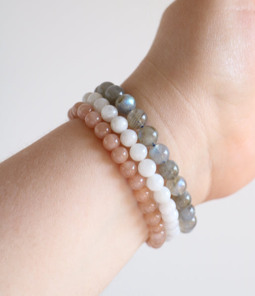 Crystal Bracelets - Labradorite, Moonstone, Peach Moonstone