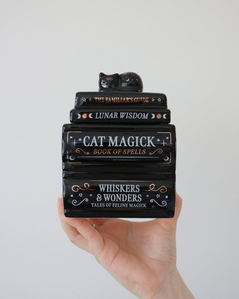 Black Cat Book Stack Oil Burner & Wax Melt Warmer