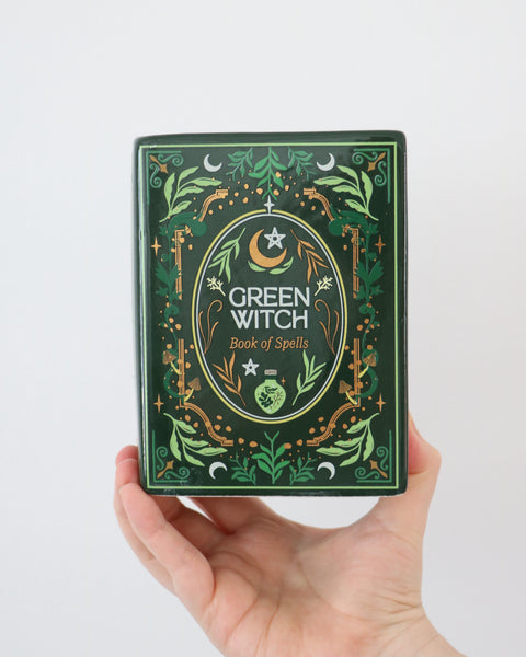 Green Witch Book Vase