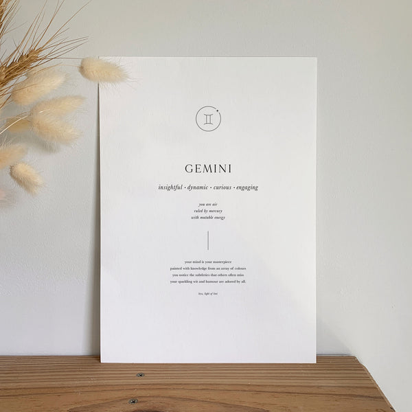 Gemini Zodiac Print