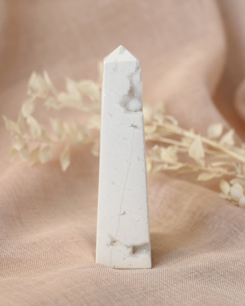 White Agate Druzy Tower - Large