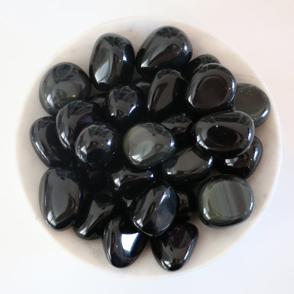 Tumbled Stone - Rainbow Black Obsidian