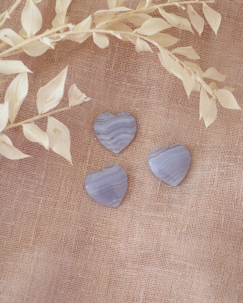 Blue Lace Agate Hearts (AA Grade) - Small