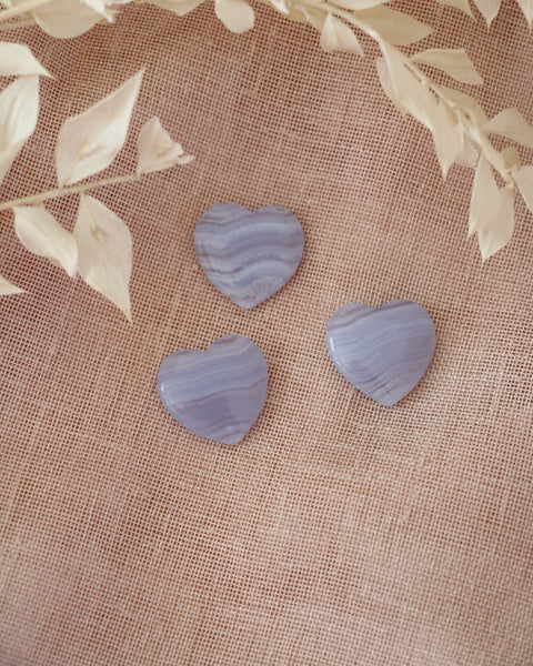 Blue Lace Agate Hearts (AA Grade) - Small