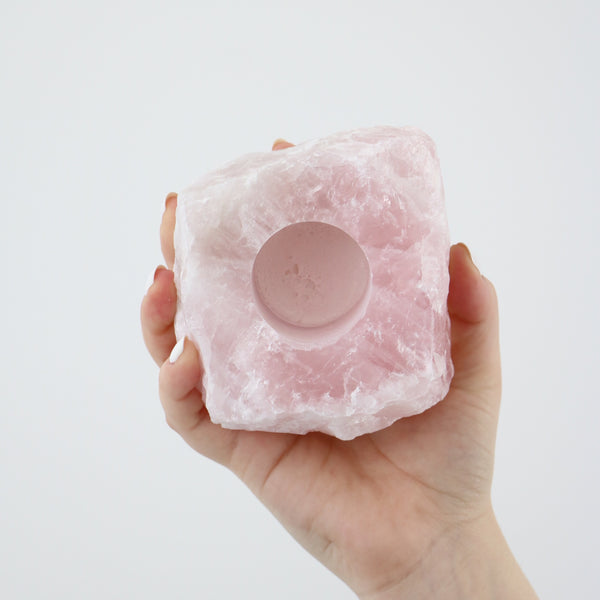 Rose Quartz Crystal Tea light Holder